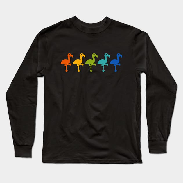 Rainbow Flamingos Long Sleeve T-Shirt by XOOXOO